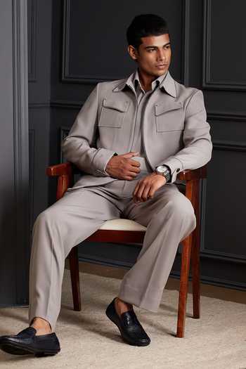 Soniya G Grey Suiting Sector Bandhgala And Trouser Set at Aza Fashions Soniya G_Grey Suiting Sector Bandhgala And Trouser Set _at_Aza_Fashions