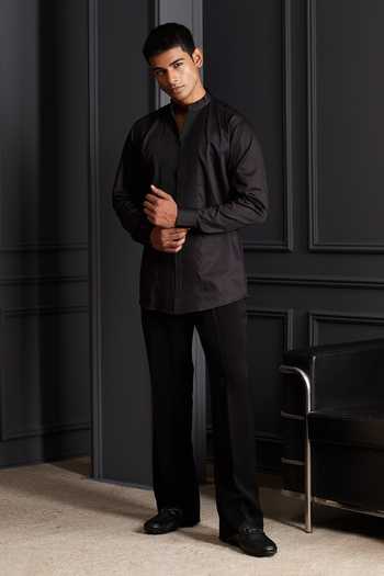 Soniya G Black Embroidery, Zari, Metallic Thread Royal Canvas Tuxedo Set Online at Aza Fashions Soniya G_Black Embroidery, Zari, Metallic Thread Royal Canvas Tuxedo Set _Online_at_Aza_Fashions