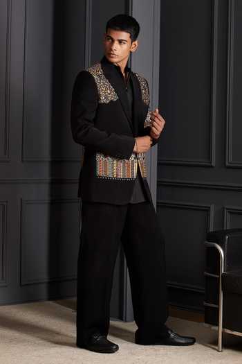 Buy Soniya G Black Embroidery, Zari, Metallic Thread Royal Canvas Tuxedo Set Online at Aza Fashions Buy_Soniya G_Black Embroidery, Zari, Metallic Thread Royal Canvas Tuxedo Set _Online_at_Aza_Fashions