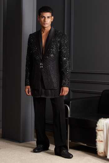 Soniya G Falak Noir Embroidered Tuxedo Set 