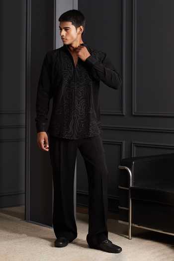 Soniya G Black Suiting Aks-e-raaz Embroidered Tuxedo Set at Aza Fashions Soniya G_Black Suiting Aks-e-raaz Embroidered Tuxedo Set _at_Aza_Fashions