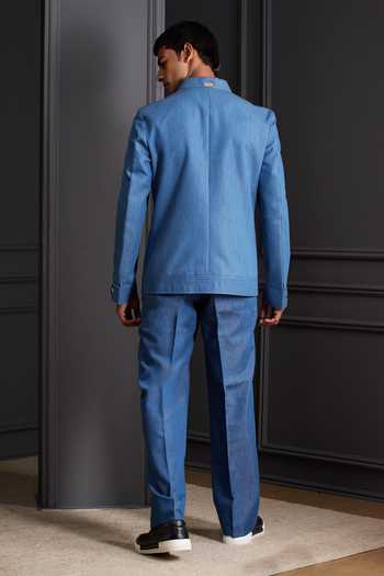 Soniya G Blue Sector Bandhgala & Trouser Set 