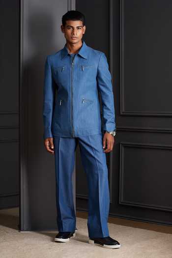 Soniya G Blue Sector Bandhgala & Trouser Set 