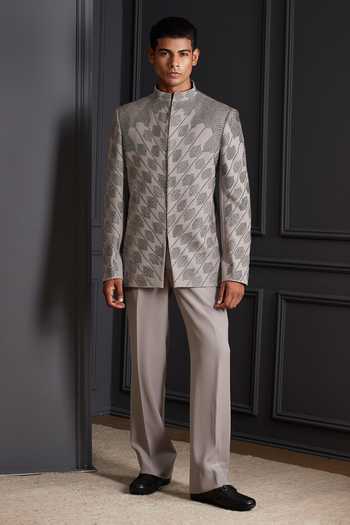 Soniya G Silver Dynasty Embroidered Bandhgala Set 