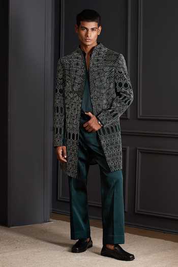 Soniya G Shadow Weave Embroidered Sherwani Set 