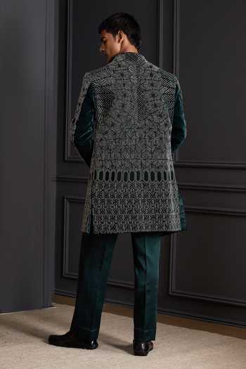 Soniya G Shadow Weave Embroidered Sherwani Set 