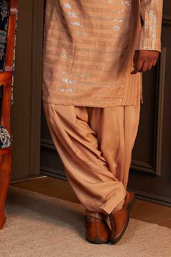 Soniya G Gold Silk Saanjh Linear Metallic Sequin Kurta Salwar Set at Aza Fashions Soniya G_Gold Silk Saanjh Linear Metallic Sequin Kurta Salwar Set _at_Aza_Fashions