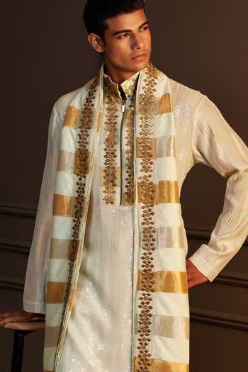 Buy_Soniya G_Cream Georgette Zarin Sequin Kurta Set With Stole 