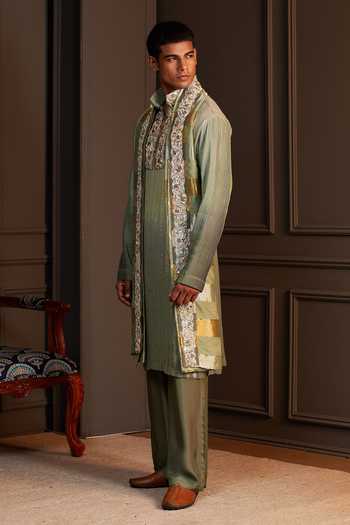 Buy Soniya G Green Georgette Miran Ombre Sequin Kurta Set With Stole Online at Aza Fashions Buy_Soniya G_Green Georgette Miran Ombre Sequin Kurta Set With Stole _Online_at_Aza_Fashions