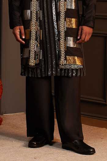 Shop_Soniya G_Black Georgette Shahmir Embellished Kurta Set With Stole _Online_at_Aza_Fashions