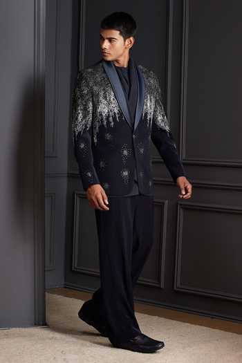 Shop Soniya G Navy Suiting Crystals Ishir Embroidered Tuxedo Set Online at Aza Fashions Shop_Soniya G_Navy Suiting Crystals Ishir Embroidered Tuxedo Set _Online_at_Aza_Fashions