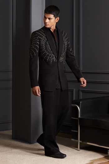 Soniya G Black Suiting Sequins, Beads, Stones Ziya Embtroidered Tuxedo Set at Aza Fashions Soniya G_Black Suiting Sequins, Beads, Stones Ziya Embtroidered Tuxedo Set _at_Aza_Fashions
