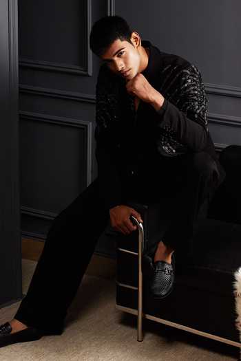 Shop Soniya G Black Suiting Sequins, Beads, Stones Ziya Embtroidered Tuxedo Set Shop_Soniya G_Black Suiting Sequins, Beads, Stones Ziya Embtroidered Tuxedo Set