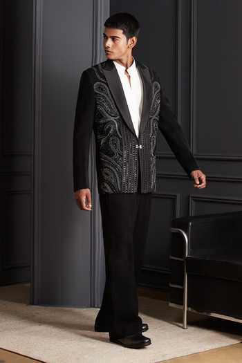 Soniya G Black Suiting Beads Naqsh Noir Emroidered Tuxedo Set at Aza Fashions Soniya G_Black Suiting Beads Naqsh Noir Emroidered Tuxedo Set _at_Aza_Fashions