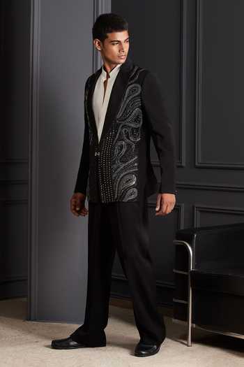 Buy Soniya G Black Suiting Beads Naqsh Noir Emroidered Tuxedo Set Buy_Soniya G_Black Suiting Beads Naqsh Noir Emroidered Tuxedo Set
