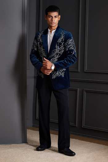 Soniya G Velvet Imperial Embroidered Tuxedo Set 