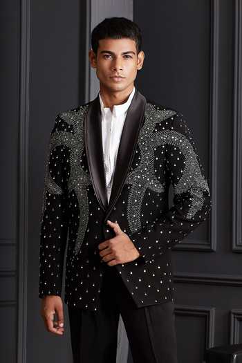 Buy Soniya G Black Suiting Beads, Stones Nirvaan Embroidered Tuxedo Set Buy_Soniya G_Black Suiting Beads, Stones Nirvaan Embroidered Tuxedo Set