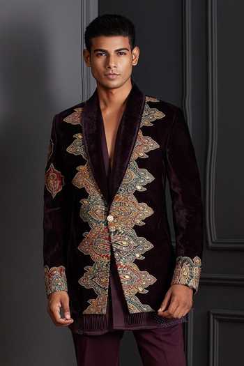 Buy Soniya G Purple Velvet Rangzaar Embroidered Jacket And Kurta Set Online at Aza Fashions Buy_Soniya G_Purple Velvet Rangzaar Embroidered Jacket And Kurta Set _Online_at_Aza_Fashions