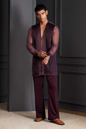 Soniya G Purple Velvet Rangzaar Embroidered Jacket And Kurta Set at Aza Fashions Soniya G_Purple Velvet Rangzaar Embroidered Jacket And Kurta Set _at_Aza_Fashions