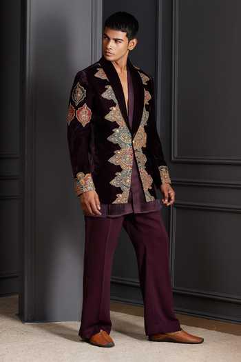 Buy Soniya G Purple Velvet Rangzaar Embroidered Jacket And Kurta Set Buy_Soniya G_Purple Velvet Rangzaar Embroidered Jacket And Kurta Set