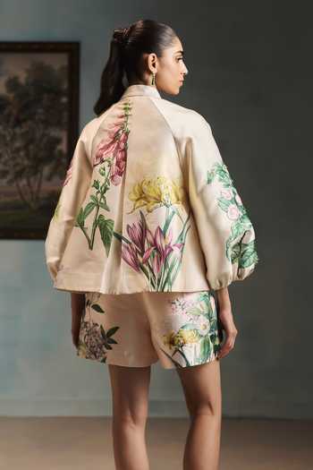 Pankaj & Nidhi Veinna Ivory Glade Jacket & Shorts Set