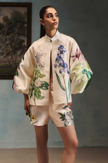 Pankaj & Nidhi Veinna Ivory Glade Jacket & Shorts Set
