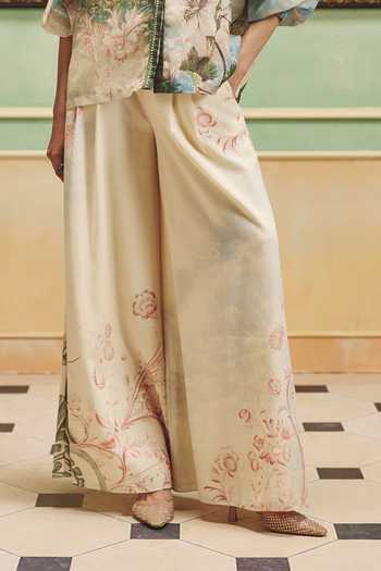 Pankaj & Nidhi Multi Color Georgette, Linen, Lurex Mandarin Veinna Cyprine Shirt And Pant Set Online at Aza Fashions Pankaj & Nidhi_Multi Color Georgette, Linen, Lurex Mandarin Veinna Cyprine Shirt And Pant Set _Online_at_Aza_Fashions