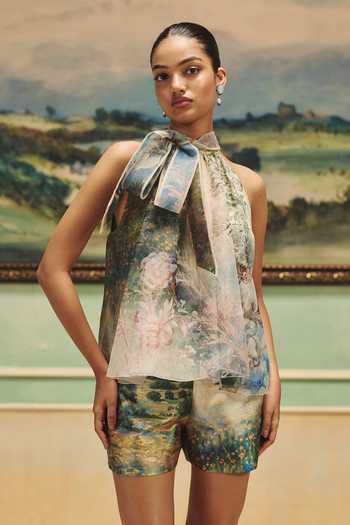Pankaj & Nidhi Veinna Mistfall Top & Shorts Set