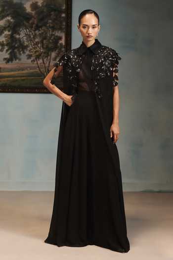 Pankaj & Nidhi Veinna Obsidienne Cape & Pant Set
