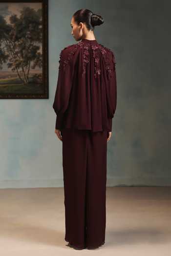 Pankaj & Nidhi Veinna Cardinal Top & Pant Set