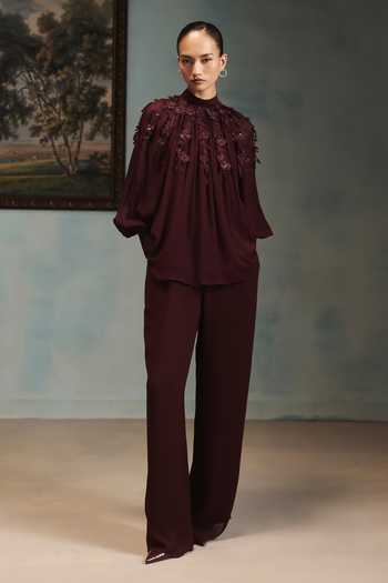 Pankaj & Nidhi Veinna Cardinal Top & Pant Set