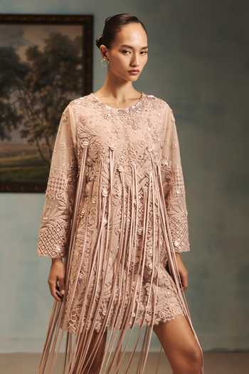 Pankaj & Nidhi Veinna Golden Fringe Dress