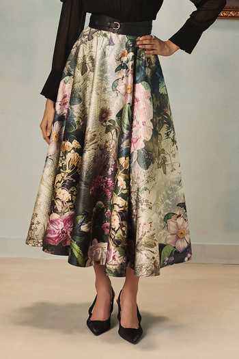 Shop Pankaj & Nidhi Black Georgette V-neck Veinna Ravensong Top And Skirt Set Online at Aza Fashions Shop_Pankaj & Nidhi_Black Georgette V-neck Veinna Ravensong Top And Skirt Set _Online_at_Aza_Fashions