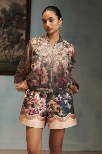 Pankaj & Nidhi Veinna Silvermist Bomber Jacket 