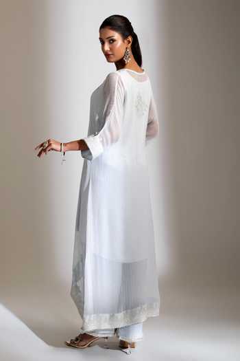 Tanu Malhotra Blue Embroidered Kaftan Pant Set 