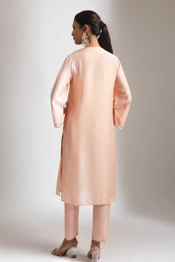 Tanu Malhotra Peach Mirror Embroidered Kurta With Pant 