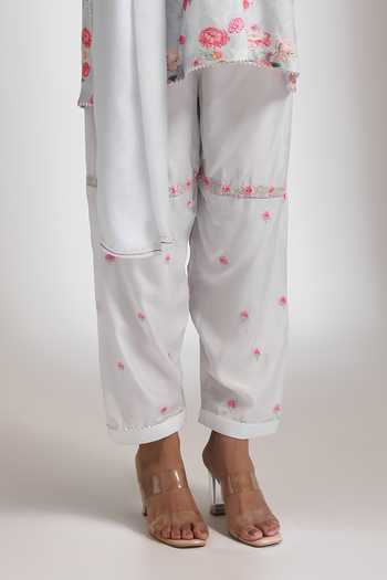 Tanu Malhotra Blue Silk, Cotton, Georgette V-neck, Yes Embroidered Floral Kurta Salwar Set Online at Aza Fashions Tanu Malhotra_Blue Silk, Cotton, Georgette V-neck, Yes Embroidered Floral Kurta Salwar Set _Online_at_Aza_Fashions
