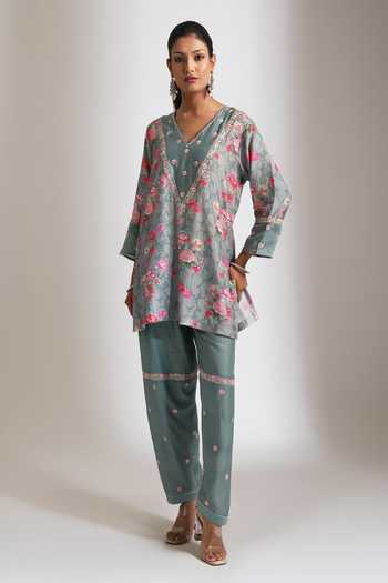 Tanu Malhotra Embroidered Floral Kurta Salwar Set 