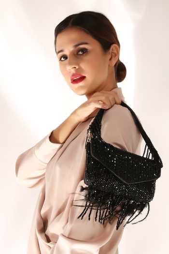 Quirky Tales Annie Black Fur Clutch 