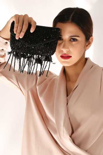 Quirky Tales Black Annie Fur Clutch at Aza Fashions Quirky Tales_Black Annie Fur Clutch _at_Aza_Fashions