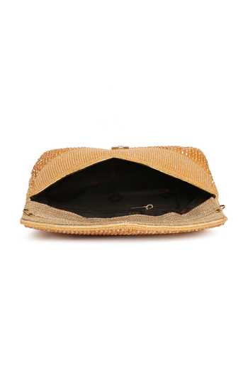 Quirky Tales Gold Annie Fur Clutch Online at Aza Fashions Quirky Tales_Gold Annie Fur Clutch _Online_at_Aza_Fashions