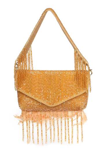 Quirky Tales Annie Gold Fur Clutch 