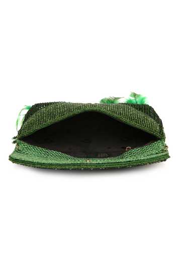 Quirky Tales Emerald Green Annie Fur Clutch Online at Aza Fashions Quirky Tales_Emerald Green Annie Fur Clutch _Online_at_Aza_Fashions