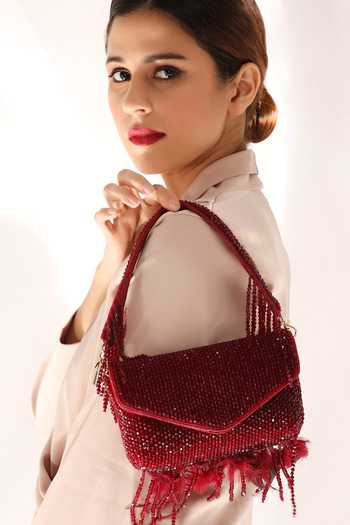 Buy Quirky Tales Red Annie Fur Clutch Buy_Quirky Tales_Red Annie Fur Clutch