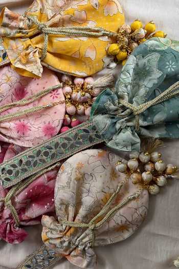 Quirky Tales Floral Mirror Work Strap Potli 