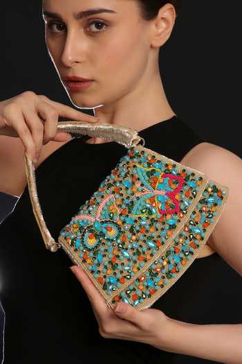 Quirky Tales Beige Elara Embroidered Handbag Online at Aza Fashions Quirky Tales_Beige Elara Embroidered Handbag _Online_at_Aza_Fashions