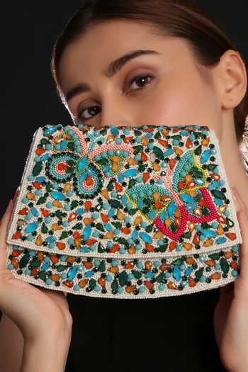 Quirky Tales White Elara Embroidered Handbag Online at Aza Fashions Quirky Tales_White Elara Embroidered Handbag _Online_at_Aza_Fashions