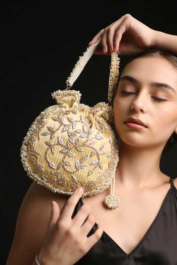 Quirky Tales Zardozi Floral Silk Potli 