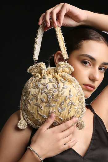 Quirky Tales Zardozi Floral Silk Potli 