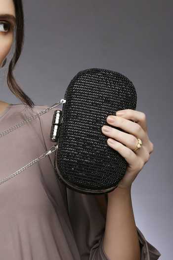 Quirky Tales Juniper Black Embellished Clutch 